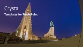  Presentation with iceland - Colorful presentation theme enhanced with hallgrimskirkja-cathedral-reykjavik-iceland backdrop and a navy blue colored foreground