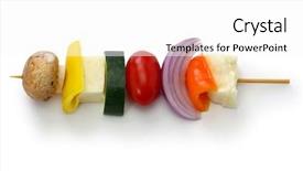  Presentation with kebab - PPT layouts enhanced with halloumi cheese vegetables skewers kebab background and a white colored foreground