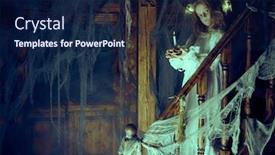  Presentation with ghost - Colorful PPT theme enhanced with girl in a nightgown wander backdrop and a navy blue colored foreground