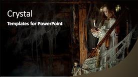  Presentation with ghost - Presentation design with halloween-a-ghost-girl background and a wine colored foreground