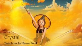  Presentation with magic book - Slide set featuring halloween-a-little-witch-girl and a  colored foreground