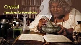  Presentation with mortar - Presentation theme having halloween alchemist working at night background and a tawny brown colored foreground