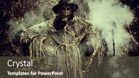  Presentation with horror evil - Slide deck enhanced with halloween-an-evil-terrible-scarecrow background and a tawny brown colored foreground