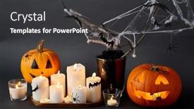  Presentation with spider web - Presentation design with halloween-and-holiday-concept-jack background and a dark gray colored foreground
