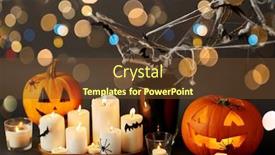  Presentation with spider web - PPT theme featuring halloween-and-holiday-concept-jack background and a tawny brown colored foreground
