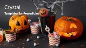  Presentation with paper cups - Slides consisting of halloween-and-holiday-decorations-concept background and a dark gray colored foreground