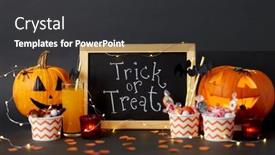  Presentation with burning paper - Presentation theme having halloween-and-holiday-decorations-concept background and a dark gray colored foreground