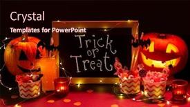  Presentation with burning paper - PPT layouts enhanced with halloween-and-holiday-decorations-concept background and a wine colored foreground