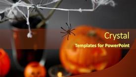  Presentation with lantern - Audience pleasing presentation design consisting of halloween-and-holiday-decorations-concept backdrop and a tawny brown colored foreground