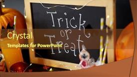  Presentation with burning paper - Audience pleasing slide set consisting of halloween-and-holiday-decorations-concept backdrop and a tawny brown colored foreground