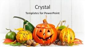  Presentation with events and decoration presentation - Slides enhanced with halloween autumn decoration with jack background and a white colored foreground