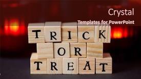  Presentation with wooden toy - PPT theme enhanced with halloween-autumn-holidays-and-decorations background and a wine colored foreground