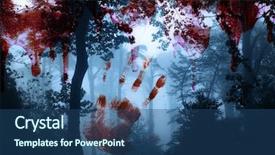  Presentation with hand print - Colorful slide set enhanced with halloween background bloody hand print backdrop and a ocean colored foreground
