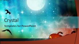  Presentation with invitation - Slide set featuring halloween background night forest background and a cyan colored foreground