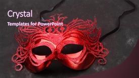  Presentation with masquerade mask - Beautiful presentation theme featuring halloween brochures and advertisements unauthorized backdrop and a tawny brown colored foreground