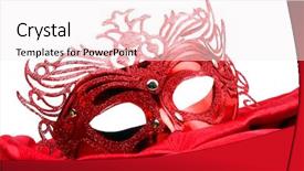  Presentation with masquerade mask - Slides enhanced with halloween brochures and advertisements unauthorized background and a sky blue colored foreground