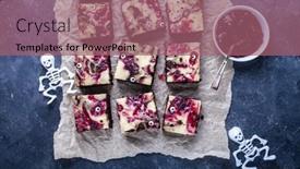  Presentation with cream cheese and fruit sandwich - Theme featuring halloween-brownies-with-lingonberries background and a violet colored foreground