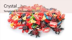  Presentation with halloween candy assorti - Audience pleasing PPT layouts consisting of halloween candy assorti - assortment of sweet jelly candies backdrop and a lemonade colored foreground