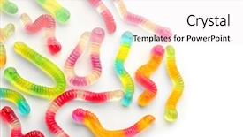  Presentation with halloween candy - Slide deck featuring halloween candy assorti - tasty jelly worms on white background and a sky blue colored foreground