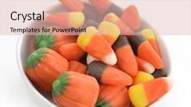  Presentation with halloween candy - PPT theme enhanced with halloween candy corn in a white bowl background and a lemonade colored foreground