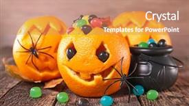  Presentation with halloween candy - Colorful slide deck enhanced with halloween candy backdrop and a coral colored foreground