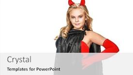  Presentation with pretty girl - Slide set enhanced with halloween-characters-pretty-blonde-girl background and a  colored foreground