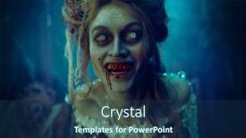  Presentation with vampire - Amazing PPT theme having a bloodthirsty woman vampire backdrop and a ocean colored foreground
