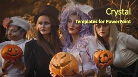  Presentation with vampire - Theme having four puppets - halloween concept ladies vampire background and a tawny brown colored foreground