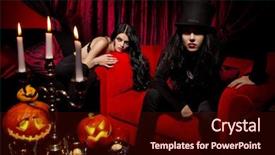  Presentation with vampire - Audience pleasing theme consisting of halloween pumpkins over red backdrop and a wine colored foreground