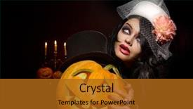  Presentation with vampire - Cool new slide deck with halloween pumpkins over red backdrop and a gold colored foreground