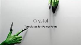  Presentation with halloween - Audience pleasing presentation design consisting of halloween concept two green hands hold gray sheet of paper backdrop and a light gray colored foreground