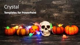  Presentation with skeleton - Slides with a pumpkin and skeleton background and a tawny brown colored foreground