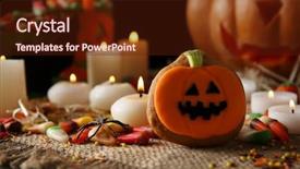  Presentation with cookie - Audience pleasing presentation theme consisting of halloween cookie and jelly sweets backdrop and a tawny brown colored foreground
