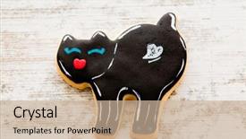  Presentation with black cat in front - Presentation theme consisting of halloween cookie with black cat background and a  colored foreground