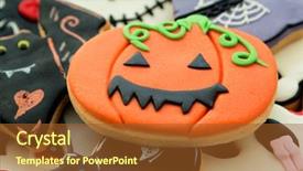  Presentation with shapes - Presentation theme consisting of halloween cookies with different shapes sweet tradition background and a tawny brown colored foreground