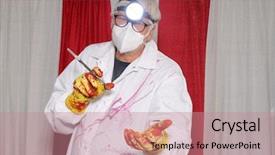  Presentation with haunted - Colorful slide deck enhanced with halloween costume evil dentist haunted backdrop and a coral colored foreground