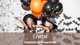  Presentation with couple - Beautiful PPT layouts featuring halloween costumes holding air balloon backdrop and a violet colored foreground