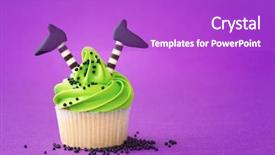  Presentation with cupcake - Presentation design having halloween cupcake background and a purple colored foreground