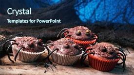  Presentation with closeup of halloween cupcake - Beautiful theme featuring halloween cupcakes for halloween party backdrop and a  colored foreground