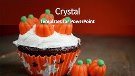  Presentation with vanilla - PPT theme having halloween cupcakes on wood table background and a tawny brown colored foreground