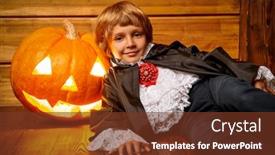 Presentation with vampire - Audience pleasing theme consisting of halloween cute little boy backdrop and a tawny brown colored foreground
