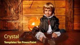  Presentation with vampire - Beautiful presentation theme featuring halloween-cute-little-boy backdrop and a tawny brown colored foreground