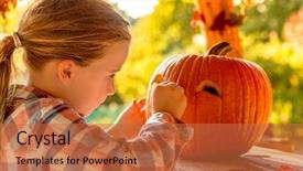  Presentation with cute household shopping - Colorful PPT layouts enhanced with halloween decoration - little cute girl preparing backdrop and a red colored foreground