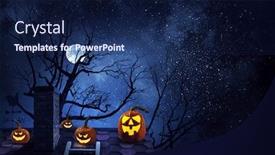  Presentation with halloween - Cool new slide deck with halloween-design-with-pumpkins-mixed backdrop and a navy blue colored foreground