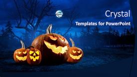  Presentation with halloween - Cool new PPT theme with halloween-design-with-pumpkins-mixed backdrop and a navy blue colored foreground