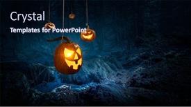  Presentation with halloween - PPT layouts having halloween-design-with-pumpkins-mixed background and a navy blue colored foreground