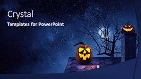  Presentation with halloween - PPT theme with halloween-design-with-pumpkins-mixed background and a navy blue colored foreground