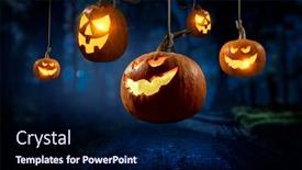  Presentation with media - Beautiful slide deck featuring halloween-design-with-pumpkins-mixed backdrop and a navy blue colored foreground