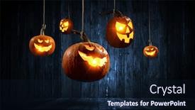  Presentation with halloween - Theme featuring halloween-design-with-pumpkins-mixed background and a navy blue colored foreground