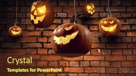  Presentation with halloween - Presentation theme having halloween-design-with-pumpkins-mixed background and a tawny brown colored foreground